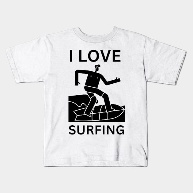I Love Surfing Kids T-Shirt by NiksDesign